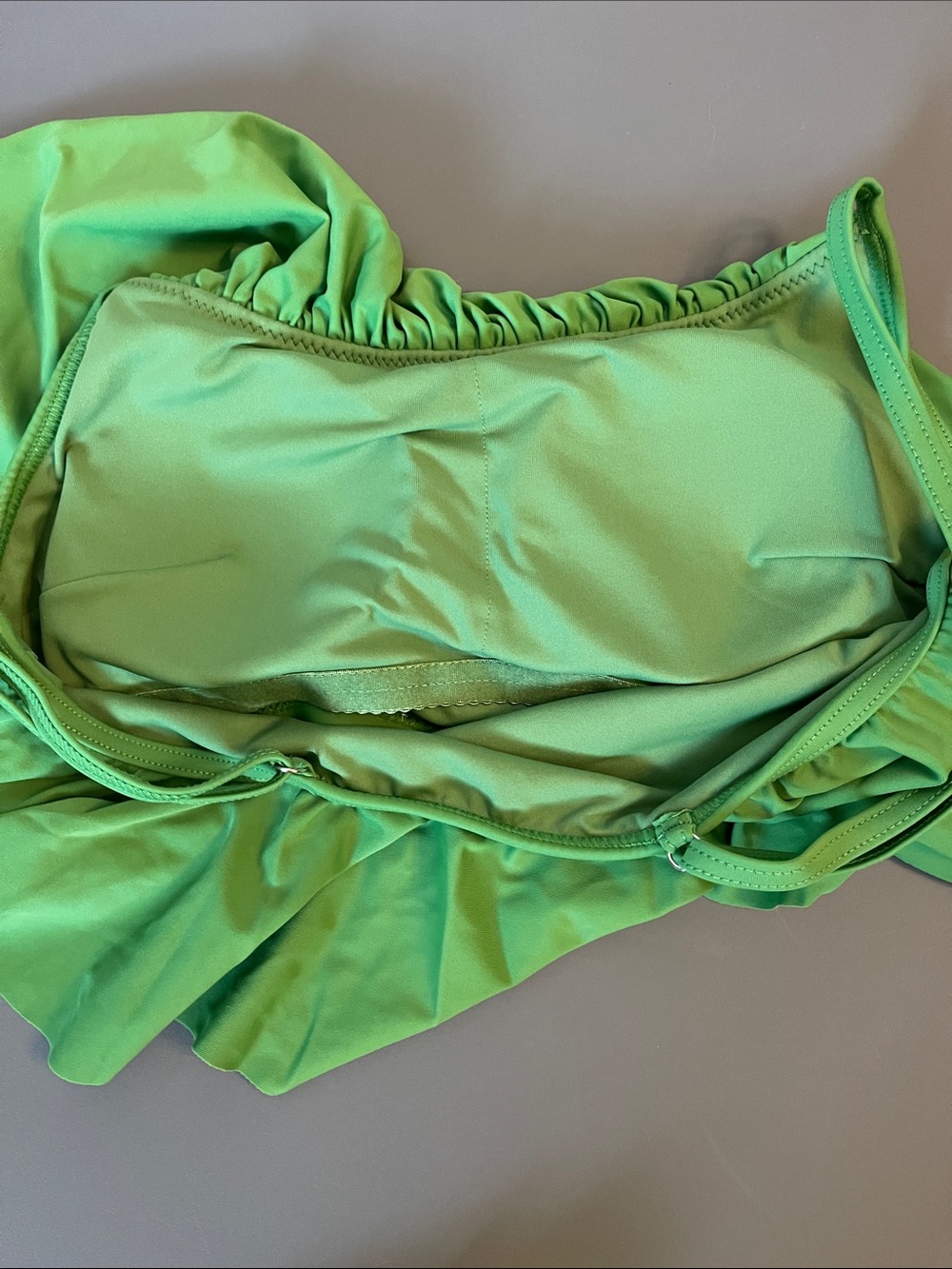 Cupshe Green Ruffle Bikini Top with White High-Waist Tropical Leaf Bottom - Picture 5 of 8